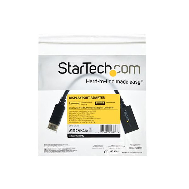 StarTech.com DisplayPort to HDMI Adapter - DP 1.2 to HDMI Video Converter 1080p - DP to HDMI Monitor/TV/Display Cable Adapter Dongle - Passive DP to HDMI Adapter - Latching DP Connector 43962