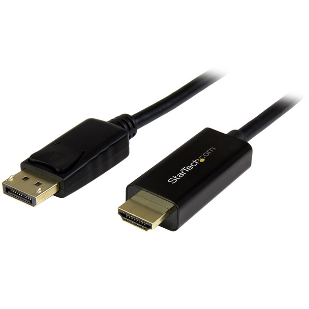 StarTech.com 6ft (2m) DisplayPort to HDMI Cable - 4K 30Hz - DisplayPort to HDMI Adapter Cable - DP 1.2 to HDMI Monitor Cable Converter - Latching DP Connector - Passive DP to HDMI Cord 43970