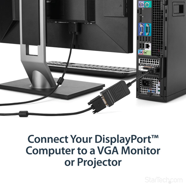 StarTech.com Adattatore da DisplayPort a VGA - Convertitore attivo da DP a VGA - Video 1080p - Resistente - Cavo monitor DP/DP++ a VGA Adattatore Dongle DP 1.2 a VGA - Connettore DP a scatto 43983