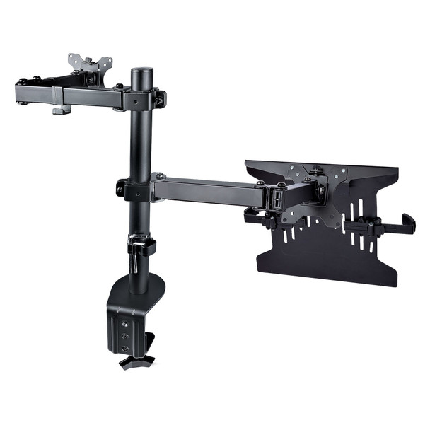 StarTech.com Monitor Arm with VESA Laptop Tray, For a Laptop (4.5kg/9.9lb) and a Single Display up to 32" (8kg/17.6lb), Black, Vented Tray, Adjustable Laptop Arm Mount, C-clamp/Grommet Mount A2-LAPTOP-DESK-MOUNT 065030895224