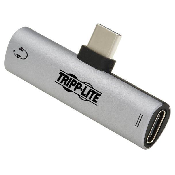 Tripp Lite U437-001-C-V2 USB-C to 3.5 mm Headphone Jack Adapter for Hi-Res Stereo Audio - PD 3.0 and QC 2.0 Charging, Silver U437-001-C-V2 037332269676