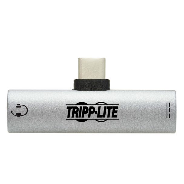 Tripp Lite U437-001-C-V2 USB-C to 3.5 mm Headphone Jack Adapter for Hi-Res Stereo Audio - PD 3.0 and QC 2.0 Charging, Silver U437-001-C-V2 037332269676