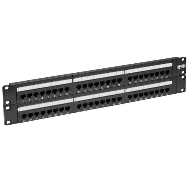 Tripp Lite 48-Port Cat6/Cat5 110 Patch Panel, 568B, RJ45 Ethernet, 2U Rack-Mount, TAA 44047