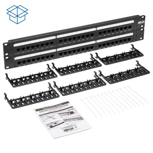 Tripp Lite 48-Port Cat6/Cat5 110 Patch Panel, 568B, RJ45 Ethernet, 2U Rack-Mount, TAA 44047