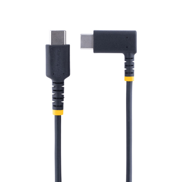 StarTech.com 1ft (30cm) USB C Charging Cable Right Angle - 60W PD 3A - Heavy Duty Fast Charge USB-C Cable - Black USB 2.0 Type-C - Rugged Aramid Fiber - USB Charging Cord R2CCR-30C-USB-CABLE 065030895835