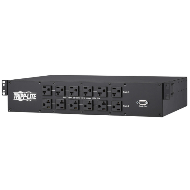 Tripp Lite 2.9kW 120V Single-Phase ATS/Monitored PDU - 24 5-15/20R & 1 L5-30R Outlets, Dual L5-30P Inputs, 10 ft. Cords, 2U, TAA PDUMNH30AT2 037332261427