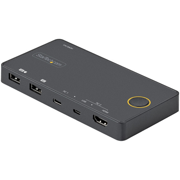 StarTech.com 2 Port Hybrid USB-A + HDMI & USB-C KVM Switch - Single 4K 60Hz HDMI 2.0 Monitor - Compact Desktop and/or Laptop HDMI KVM Switch - USB Bus Powered - Thunderbolt 3 Compatible SV221HUC4K 065030891820