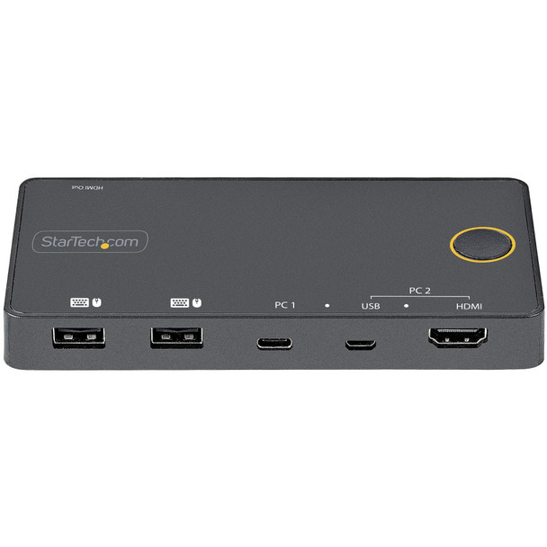 StarTech.com 2 Port Hybrid USB-A + HDMI & USB-C KVM Switch - Single 4K 60Hz HDMI 2.0 Monitor - Compact Desktop and/or Laptop HDMI KVM Switch - USB Bus Powered - Thunderbolt 3 Compatible SV221HUC4K 065030891820