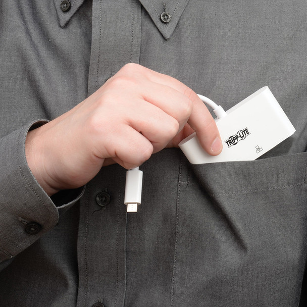 Tripp Lite U444-06N-VGU-C USB-C Multiport Adapter, VGA, USB-A Port, Gbe and PD Charging, White U444-06N-VGU-C 037332193728