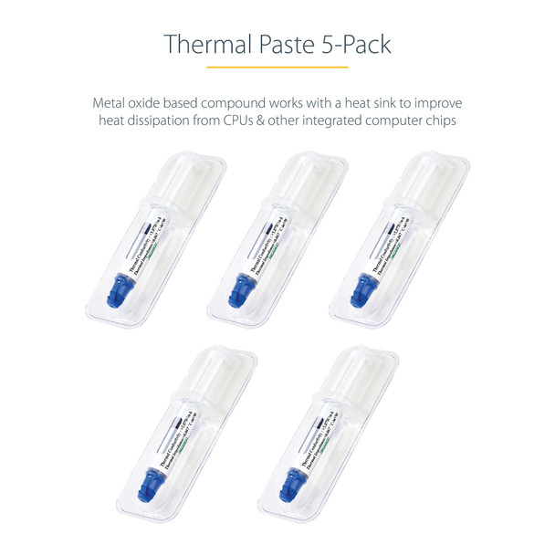 StarTech.com Thermal Paste, Pack of 5 Re-sealable Syringes (1.5g / each), Metal Oxide Compound, CPU Heat Sink Thermal Grease Paste SILV5-THERMAL-PASTE 065030895309