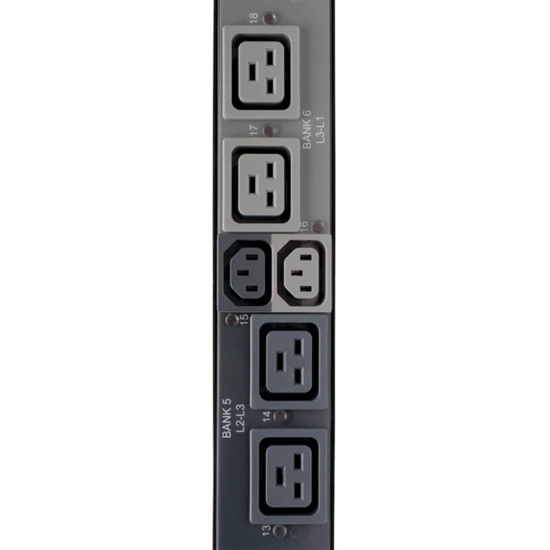 Tripp Lite 14.4kW 3-Phase Switched PDU - 6 C13 & 12 C19 Outlets, Hubbell 50A CS8365C, 0U, Outlet Monitoring, TAA PDU3EVSR6H50A 037332206763
