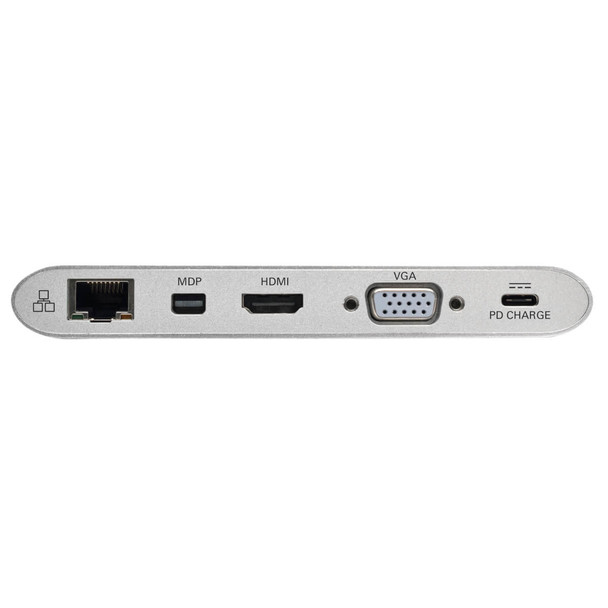 Tripp Lite U442-DOCK1 USB-C Dock, Dual Display - 4K HDMI/mDP, VGA, USB 3.2 Gen 1, USB-A/C Hub, GbE, Memory Card, 100W PD Charging U442-DOCK1 037332193834