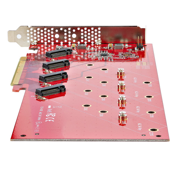 StarTech.com Quad M.2 PCIe Adapter Card, PCIe x16 to Quad NVMe or AHCI M.2 SSDs, PCI Express 4.0, 7.8GBps/Drive, Bifurcation Required, Windows/Linux Compatible QUAD-M2-PCIE-CARD-B 065030895606