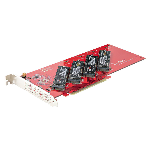 StarTech.com Quad M.2 PCIe Adapter Card, PCIe x16 to Quad NVMe or AHCI M.2 SSDs, PCI Express 4.0, 7.8GBps/Drive, Bifurcation Required, Windows/Linux Compatible QUAD-M2-PCIE-CARD-B 065030895606