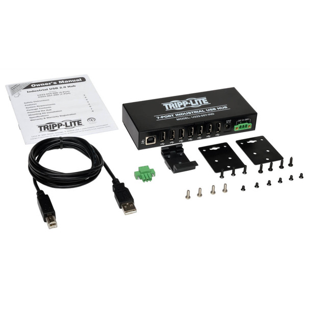 Tripp Lite U223-007-IND 7-Port Industrial-Grade USB 2.0 Hub - 15 kV ESD Immunity, Metal Housing, Mountable U223-007-IND 037332181428