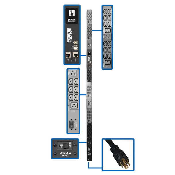 Tripp Lite PDU3EVN10L2130 power distribution unit (PDU) 45 AC outlet(s) 0U Black PDU3EVN10L2130 037332209443