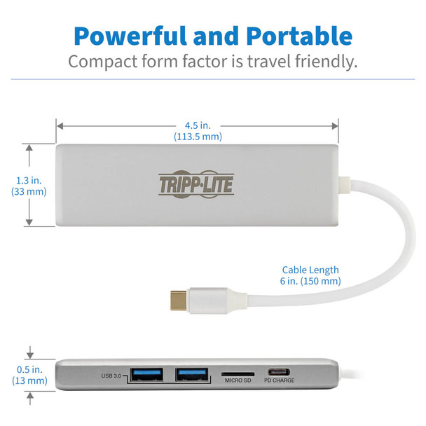 Tripp Lite U442-DOCK10-S USB-C Dock - 4K HDMI, USB 3.2 Gen 1, USB-A Hub Ports, Memory Card, 60W PD Charging U442-DOCK10-S 037332213365