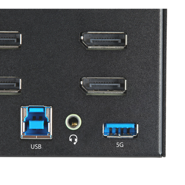 StarTech.com 2 Port Quad Monitor DisplayPort KVM Switch - 4K 60Hz UHD HDR - Desktop 4K DP 1.2 KVM with 2 Port USB 3.0 Hub (5Gbps) & 4x USB 2.0 HID Ports, Audio - Hotkey Switching - TAA SV231QDPU34K 065030881777