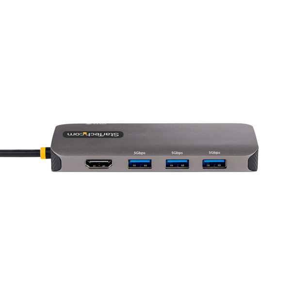 StarTech.com USB C Multiport Adapter, 4K 60Hz HDMI Video, 3 Port 5Gbps USB Hub, 100W Power Delivery Pass-Through, GbE, 12"/30cm Cable, Mini Travel Dock, Laptop Docking Station 127B-USBC-MULTIPORT 065030897372