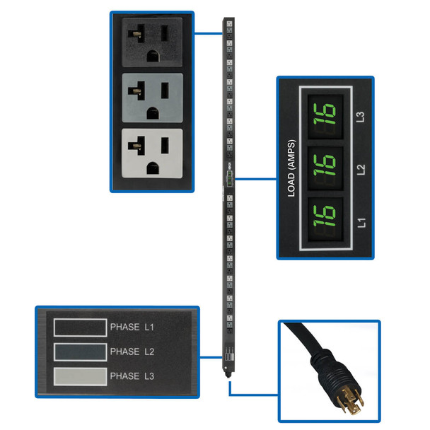 Tripp Lite PDU3MV6L2120LV power distribution unit (PDU) 42 AC outlet(s) 0U Black PDU3MV6L2120LV 037332163899