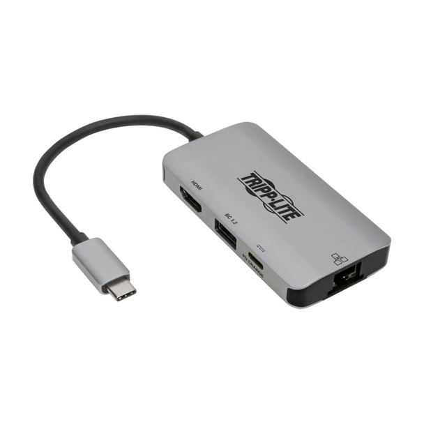 Tripp Lite U444-06N-H4GUSC USB-C Multiport Adapter - 4K HDMI, USB-A, GbE, 100W PD Charging, HDCP, Gray U444-06N-H4GUSC 037332238764