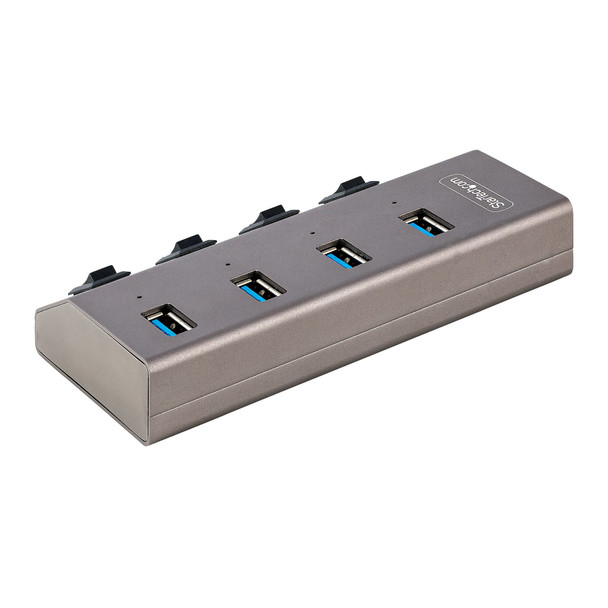 StarTech.com 4-Port Self-Powered USB-C Hub with Individual On/Off Switches, USB 3.0 5Gbps Expansion Hub w/Power Supply, Desktop/Laptop USB-C to USB-A Hub, USB Type C Hub w/BC 1.2 5G4AIBS-USB-HUB-NA 065030893756
