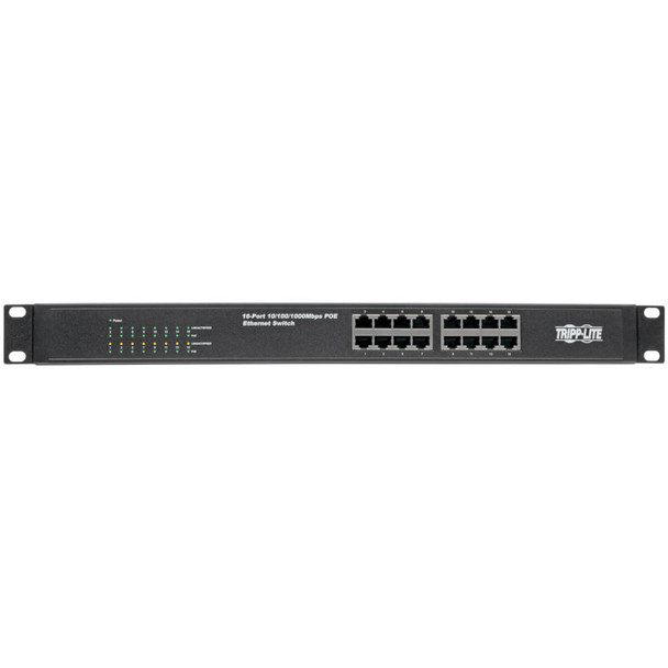 Tripp Lite 16-Port 10/100/1000 Mbps 1U Rack-Mount/Desktop Gigabit Ethernet Unmanaged Switch with PoE+, 230W, Metal Housing NG16POE 037332194800