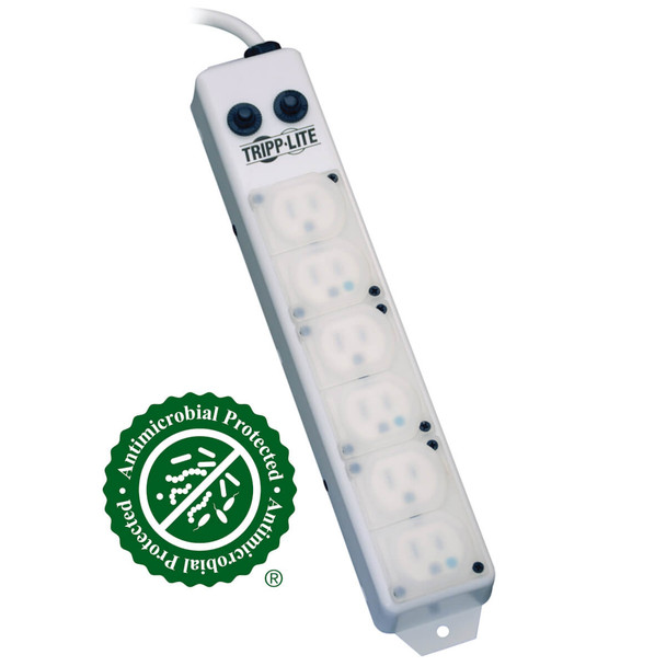 Tripp Lite For Patient-Care Vicinity – UL 1363A Medical-Grade Power Strip, 6 15A Hospital-Grade Outlets, Safety Covers, 7 ft. Cord PS-607-HG-OEM 037332203649
