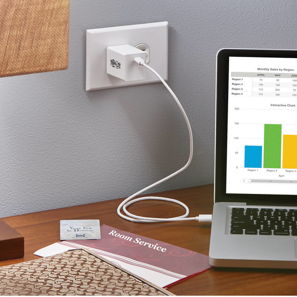 Tripp Lite 60W Compact USB-C Wall Charger - GaN Technology, USB-C Power Delivery 3.0 U280-W01-60C1-G 037332250469