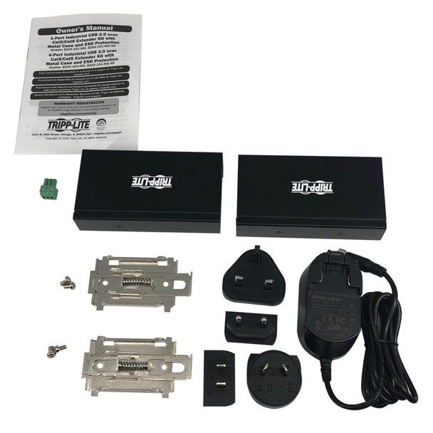 Tripp Lite B203-101-IND-ER 1-Port Industrial USB over Cat6 Extender, ESD Protection, PoC - USB 2.0, Mountable, 330 ft., TAA B203-101-IND-ER 037332260598