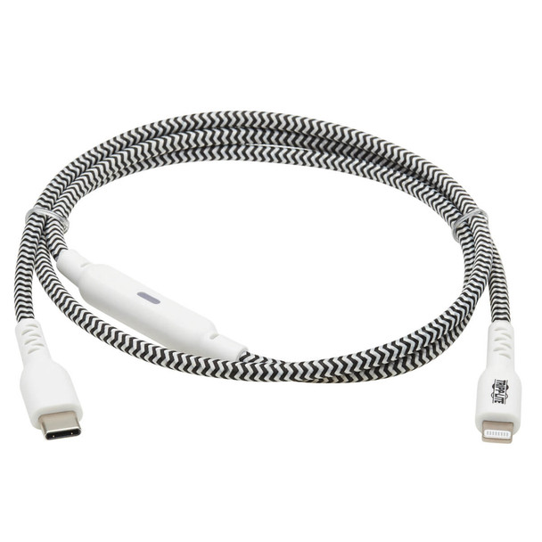 Tripp Lite M102-003-HD-SL Heavy-Duty USB-C to Lightning Sync/Charge Cable with Status LED - MFi Certified, M/M, USB 2.0, 3 ft. M102-003-HD-SL 037332259769