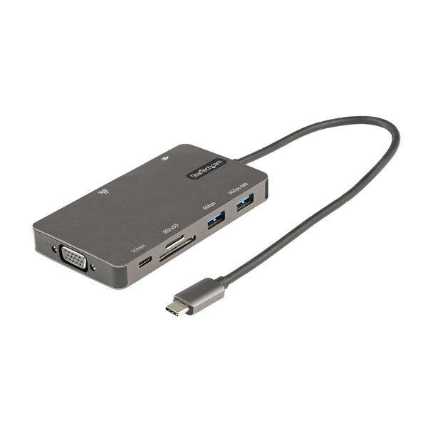 StarTech.com USB C Multiport Adapter - HDMI 4K 30Hz or VGA Travel Dock - 5Gbps USB 3.0 Hub (USB A / USB C Ports) - 100W Power Delivery - SD/Micro SD - GbE - 30cm Cable - USB C Mini Dock DKT30CHVSDPD 065030891769