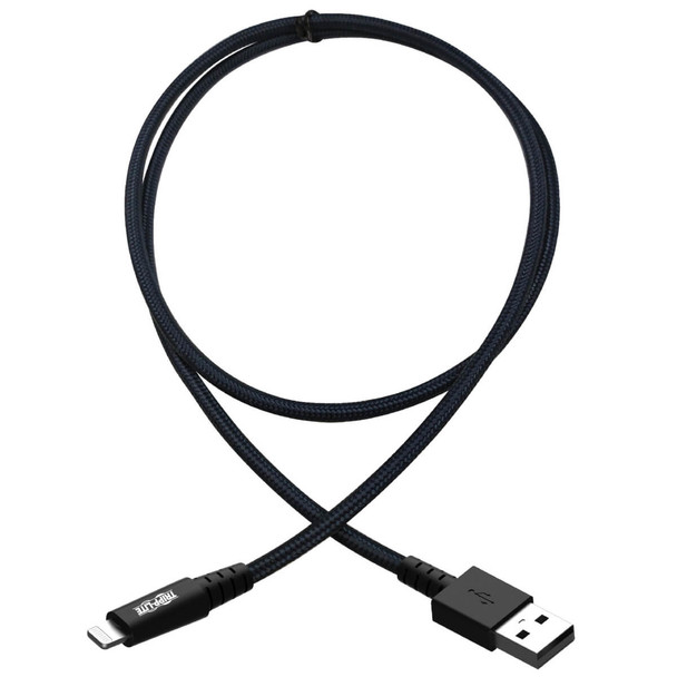 Tripp Lite M100-006-GY-MAX Heavy-Duty USB-A to Lightning Sync/Charge Cable, UHMWPE and Aramid Fibers, MFi Certified - 6 ft. (1.83 m) M100-006-GY-MAX 037332240743