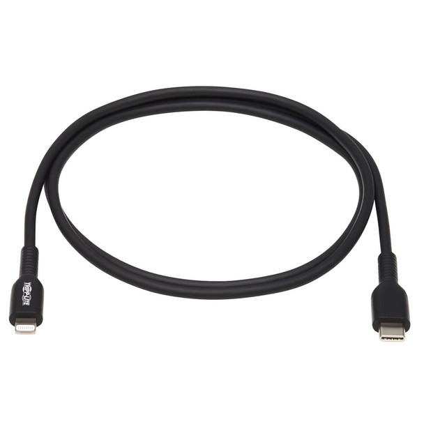 Tripp Lite M102-01M-BK USB-C to Lightning Sync/Charge Cable (M/M), MFi Certified, Black, 1 m (3.3 ft.) M102-01M-BK 037332260819