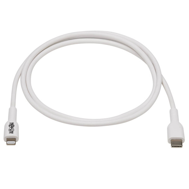 Tripp Lite M102-01M-WH USB-C to Lightning Sync/Charge Cable (M/M), MFi Certified, White, 1 m (3.3 ft.) M102-01M-WH 037332260864