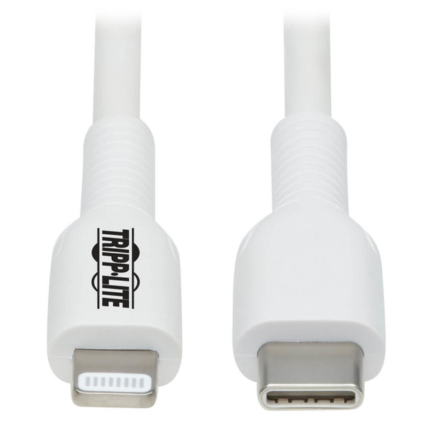 Tripp Lite M102AB-01M-WH Safe-IT USB-C to Lightning Sync/Charge Antibacterial Cable (M/M), MFi Certified, White, 1 m (3.3 ft.) M102AB-01M-WH 037332261076