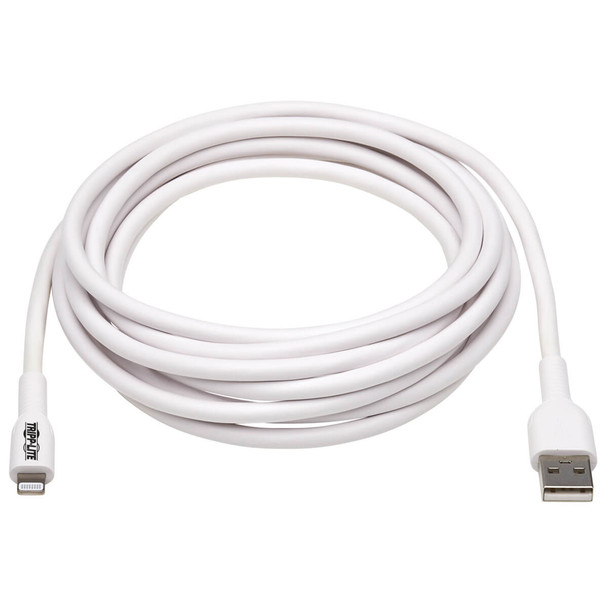 Tripp Lite M100AB-03M-WH Safe-IT USB-A to Lightning Sync/Charge Antibacterial Cable (M/M), MFi Certified, White, 3 m (9.8 ft.) M100AB-03M-WH 037332261052