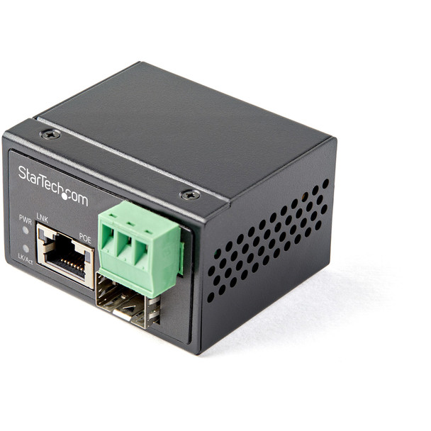 StarTech.com PoE+ Industrial Fiber to Ethernet Media Converter 30W - SFP to RJ45 - Singlemode/Multimode Fiber to Copper Gigabit Ethernet - Mini/Compact Size - IP-30/ -40 to +75C IMC1GSFP30W 065030889575