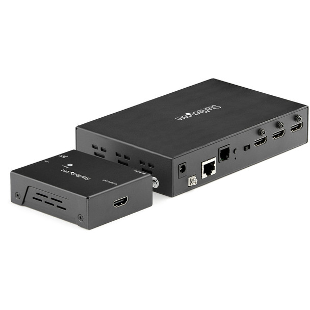 StarTech.com HDMI Extender over CAT6 with 3 Port Video Switch, 4K 30Hz/115ft, HDBaseT HDMI Extender Kit, IR Control, 4K Video over Ethernet w/ Automatic HDMI Switcher, HDMI Switch Box VS321HDBTK 065030880091