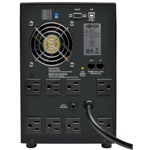 Tripp Lite SmartPro 120V 1.5kVA 900W Line-Interactive Sine Wave UPS, Tower, USB, DB9, 8 Outlets SMC1500T 037332188809