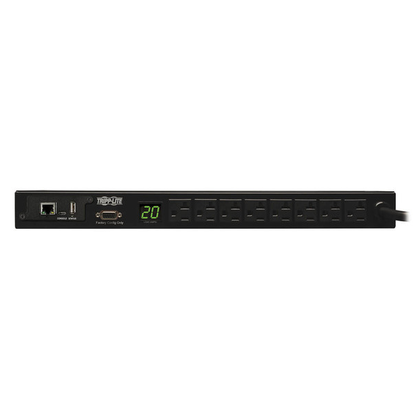 Tripp Lite 1.9kW Single-Phase Monitored PDU, 120V Outlets (8 5-15/20R), L5-20P/5-20P Adapter, 12ft Cord, 1U Rack-Mount PDUMNH20 037332152015