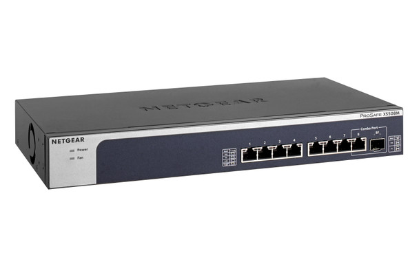 Netgear XS508M Unmanaged 10G Ethernet (100/1000/10000) 1U Black, Blue, Silver 44299