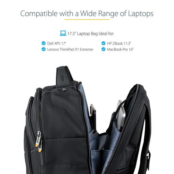 StarTech.com 17.3" Laptop Backpack with Removable Accessory Organizer Case - Professional IT Tech Backpack for Work/Travel/Commute - Ergonomic Computer Bag - Durable Ballistic Nylon - Notebook/Tablet Pockets NTBKBAG173 065030880893