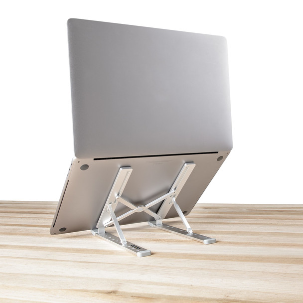 StarTech.com Foldable Laptop Riser Stand, Portable Height Adjustable Ergonomic Laptop Stand, Ventilated Aluminum Frame Supports 22lb (10Kg), Tilt/Raised/Angled Laptop/Tablet Stand, Collapsible Design LAPTOP-RISER-BAR 065030895798