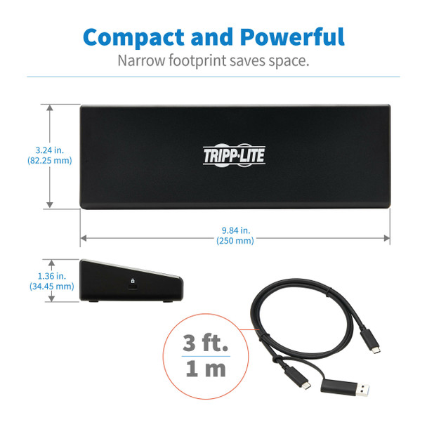 Tripp Lite USB-C Dock, Dual Display - 5K 60 Hz DP, 4K 60 Hz HDMI, USB 3.2 Gen 1, USB-A/C Hub, GbE, 85W PD Charging U442-DOCK21-B 037332253477