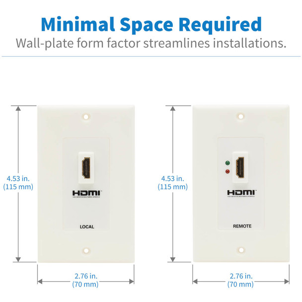 Tripp Lite P167-000 HDMI over Dual Cat5/Cat6 Extender Wall Plate Kit with Transmitter and Receiver, TAA P167-000 037332143730