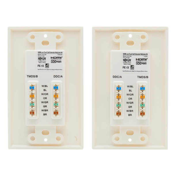 Tripp Lite P167-000 HDMI over Dual Cat5/Cat6 Extender Wall Plate Kit with Transmitter and Receiver, TAA P167-000 037332143730