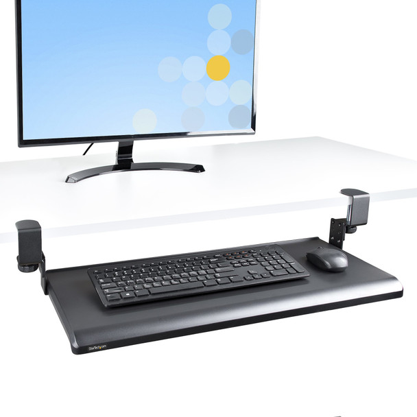 StarTech.com Under-Desk Keyboard Tray, Clamp-on Ergonomic Keyboard Holder, Up to 12kg (26.5lb), Sliding Keyboard and Mouse Drawer with C-Clamps, Height Adjustable Keyboard Tray (3.9/4.7/5.5 in) KEYBOARD-TRAY-CLAMP1 065030895408
