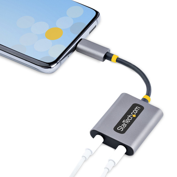 StarTech.com USB-C Headphone Splitter, USB Type C Dual Headset Adapter w/Mic Input, USB C to 3.5mm Audio Adapter/Earphone Dongle, USB C to Audio Jack/Aux Output, 24-bit DAC USBC-AUDIO-SPLITTER 065030897594