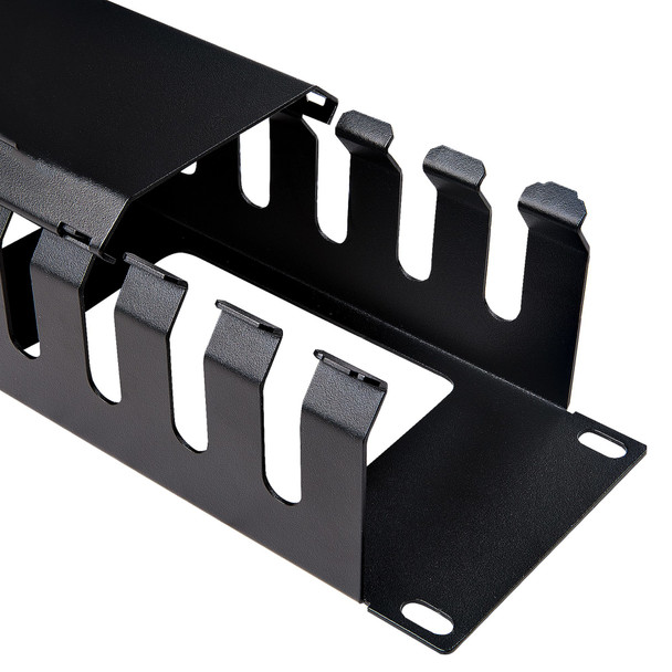StarTech.com 2U Horizontal Finger Duct Rack Cable Management Panel with Cover CMDUCT2U2 065030897884